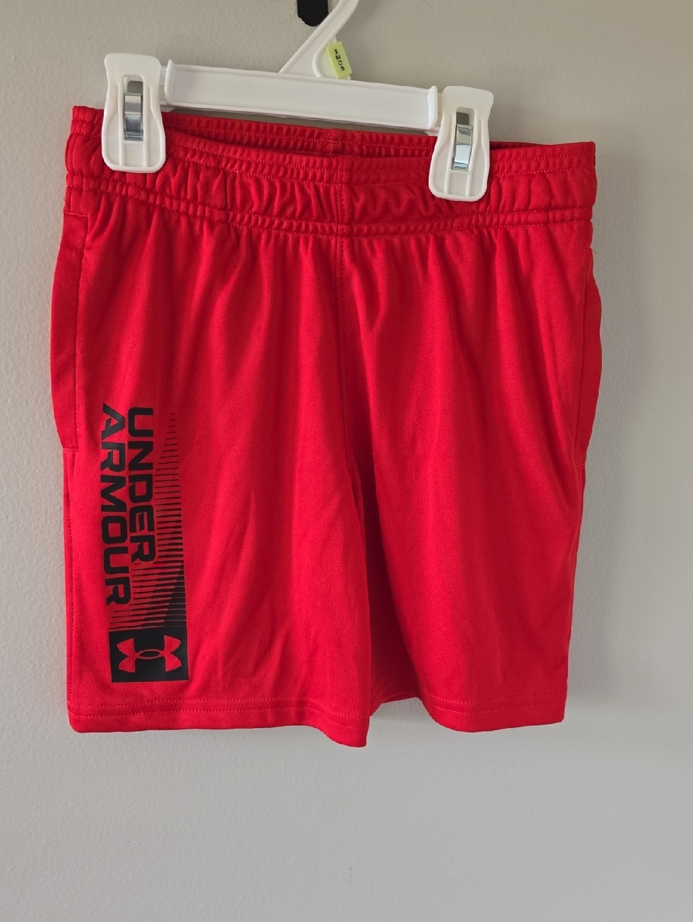 Under Armour Bright Red Boys' Athletic Shorts with Black Logo